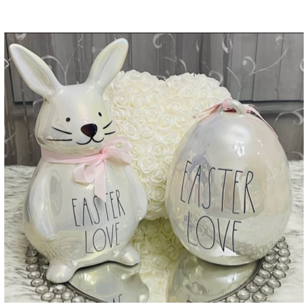Rae Dunn Iridescent Easter Love Rabbit & Rae Dunn Iridescent Easter Love Egg 🐰 - Picture 2 of 2